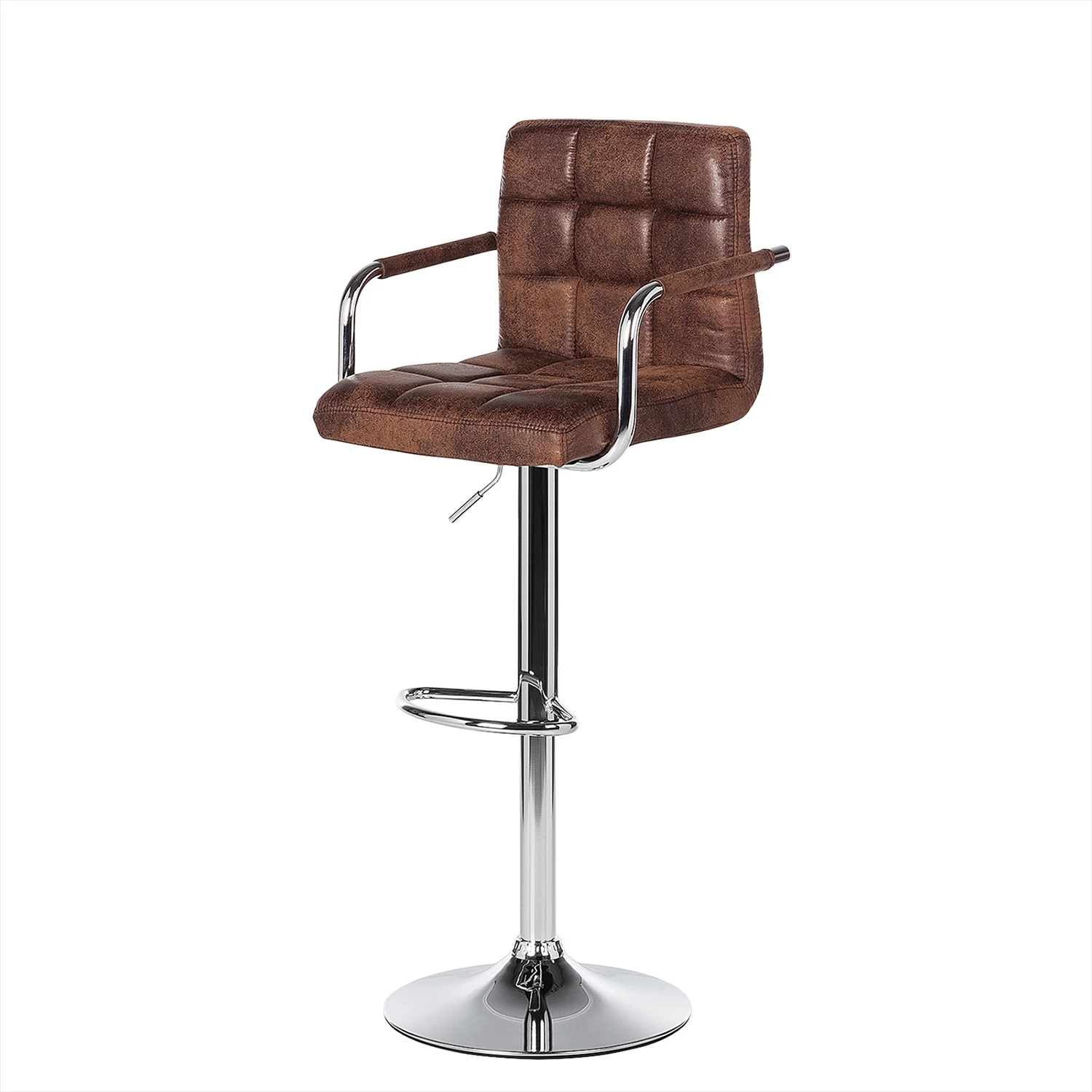 Fredriks Chaise de bar Fitzgerald - Marron vieilli / Chrome - 1 chaise 1 Fredriks Chaise de bar Fitzgerald - Marron vieilli / Chrome - 1 chaise