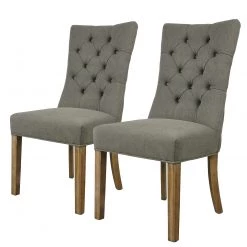 Maison Belfort Chaises Waroona (lot de 2) - Tissu / Chêne massif - Gris / Chêne