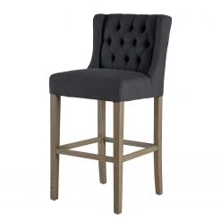 Maison Belfort Chaise de bar Nola - Tissu - Chêne massif - Gris foncé / Chêne foncé