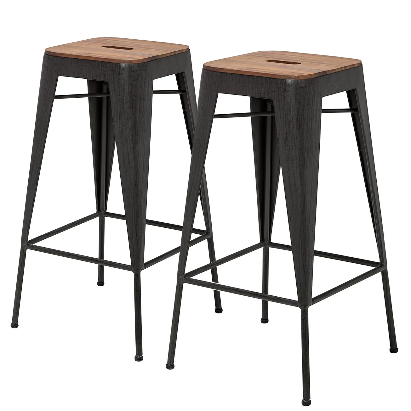 Ars manufacti Tabourets de bar Manchester (lot de 2) - Acacia massif / Métal - Acacia / Anthracite 1 Ars manufacti Tabourets de bar Manchester (lot de 2) - Acacia massif / Métal - Acacia / Anthracite