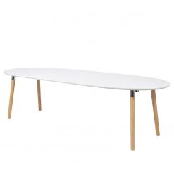 Mørteens Table extensible Becky - Blanc / Hévéa -Meubles de salle à manger Soldes Magasin 1000015607 200406 13535800001 DETAILS P000000001000015607