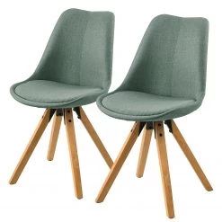 Mørteens Chaises capitonnées Aledas II - Tissu Cors: Gris menthe - Lot de 2