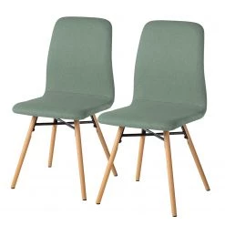Mørteens Chaises capitonnées Daleras - Tissu Cors: Gris menthe - Lot de 2