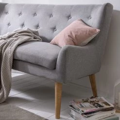 Mørteens Banquette Kamma (2 places) - Tissu / Chêne massif - Gris / Chêne -Meubles de salle à manger Soldes Magasin 1000016145 180809 09305902 GALLERYIMAGES P000000001000016145