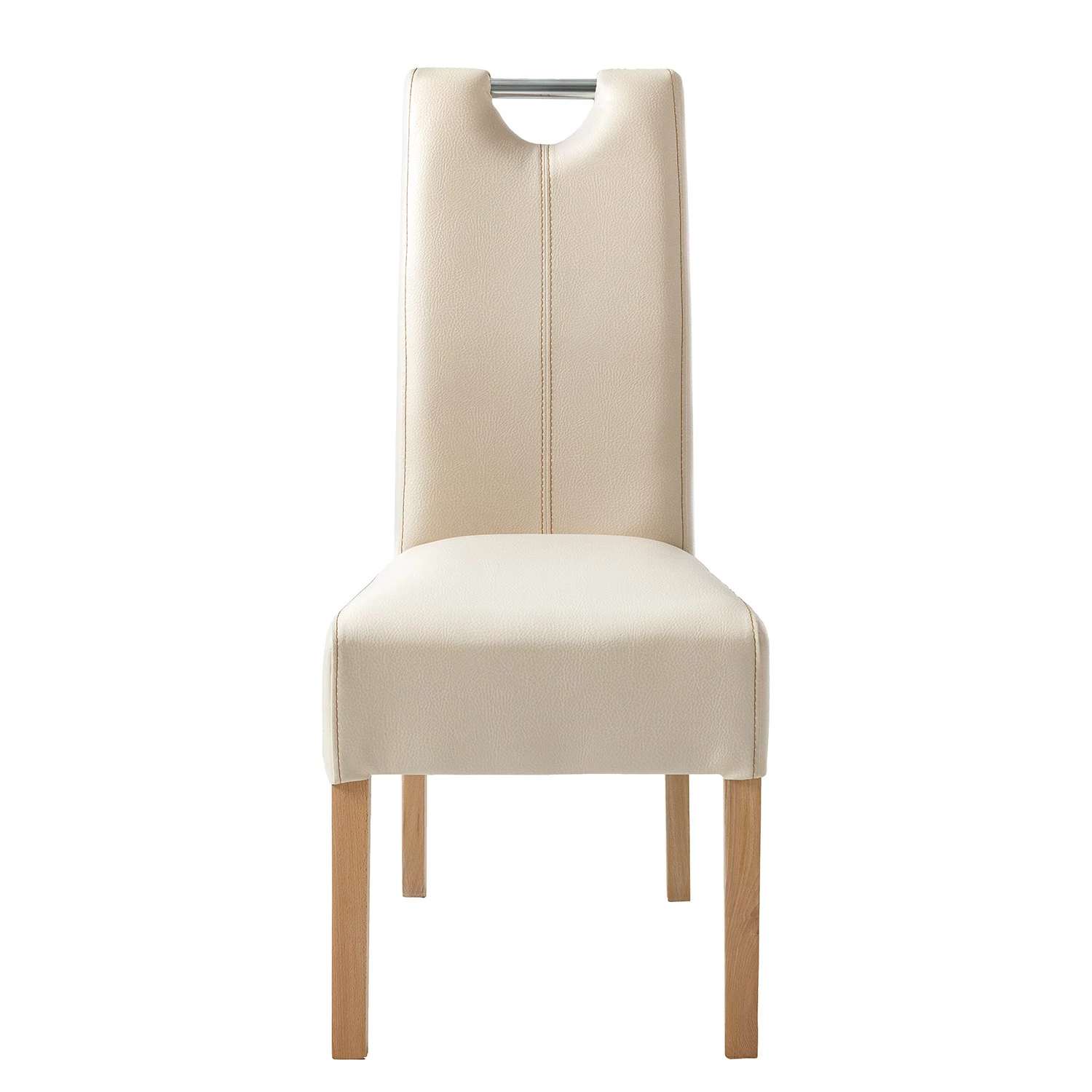 Ars Natura Chaises Lenya (lot de 2) - Imitation cuir beige / Hêtre naturel 2 Ars Natura Chaises Lenya (lot de 2) - Imitation cuir beige / Hêtre naturel – Image 2