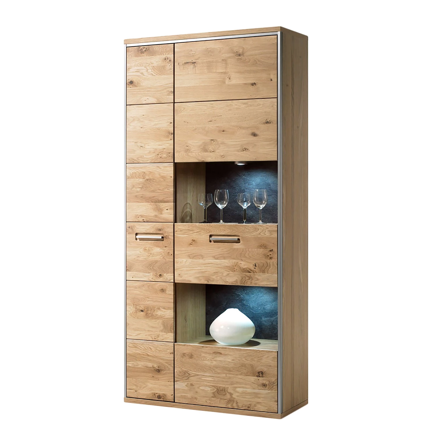 Ars Natura Armoire vitrine Lopburi - Chêne bianco partiellement massif / Ardoise 5 Ars Natura Armoire vitrine Lopburi - Chêne bianco partiellement massif / Ardoise – Image 5
