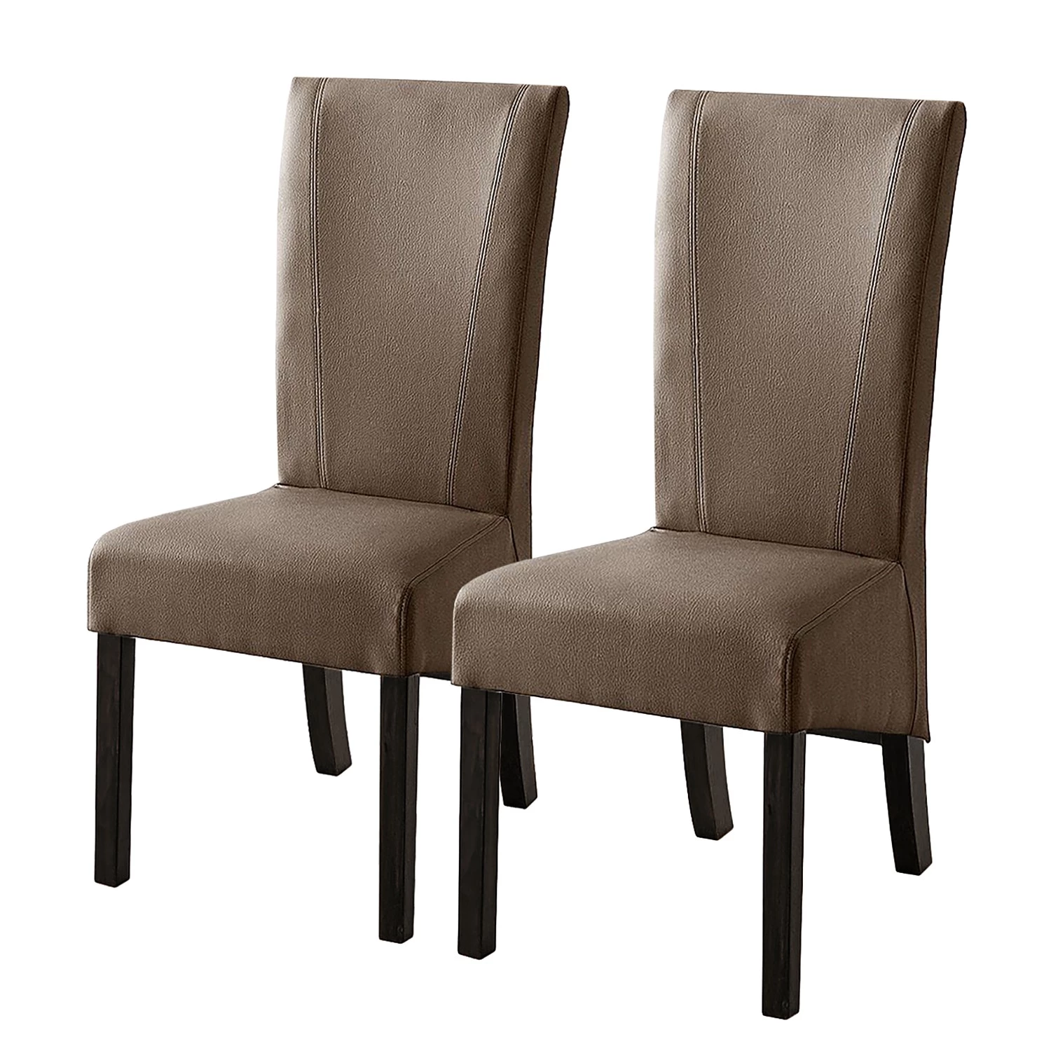 Ars Natura Chaises Karlsborg (lot de 2) - Cuir synthétique cappuccino / Hêtre marron foncé 1 Ars Natura Chaises Karlsborg (lot de 2) - Cuir synthétique cappuccino / Hêtre marron foncé