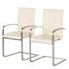 Fredriks Chaises cantilever Augusta I (lot de 2) - Cuir Aude: Créme - Avec accoudoirs