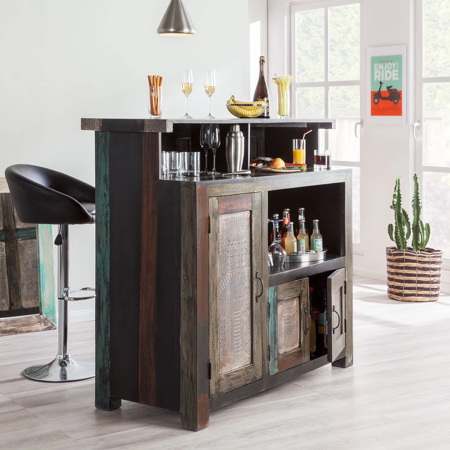 Wolf-Möbel Bar Goa - Partiellement en manguier massifs - Multicolore 2 Wolf-Möbel Bar Goa - Partiellement en manguier massifs - Multicolore – Image 2
