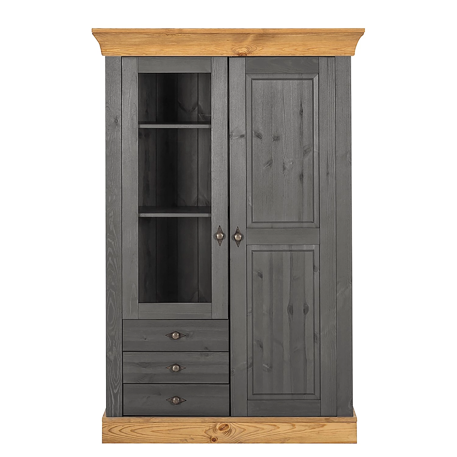 Maison Belfort Armoire vitrine Bergen - Epicéa gris / Epicéa lessivé 4 Maison Belfort Armoire vitrine Bergen - Epicéa gris / Epicéa lessivé – Image 4