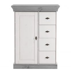 Maison Belfort Commode Bergen II - Pin massif - Blanc / Gris