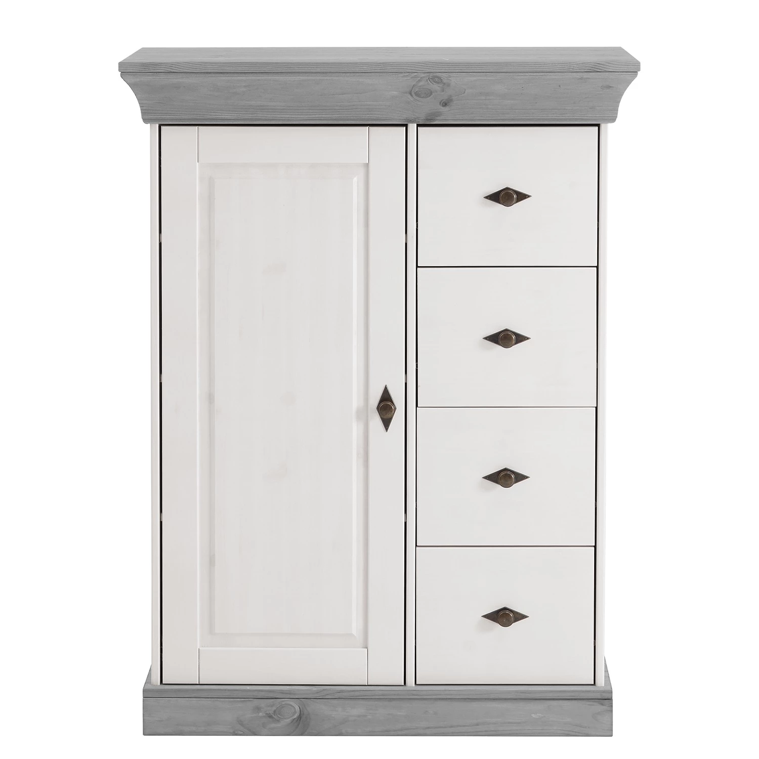 Maison Belfort Commode Bergen II - Pin massif - Blanc / Gris 1 Maison Belfort Commode Bergen II - Pin massif - Blanc / Gris