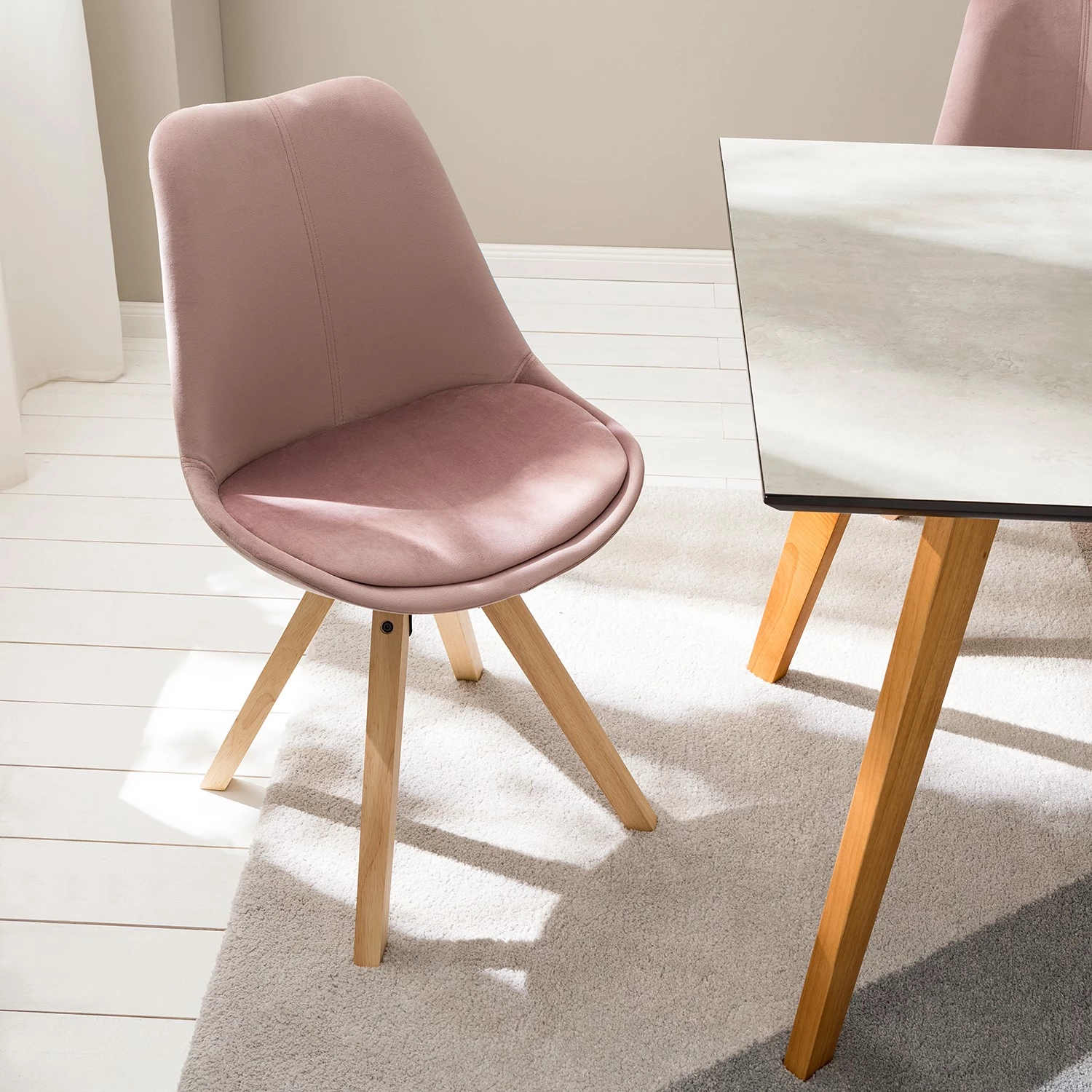 Mørteens Chaises capitonnées Aledas IV - Rose vieilli - Beige - Lot de 2 3 Mørteens Chaises capitonnées Aledas IV - Rose vieilli - Beige - Lot de 2 – Image 3