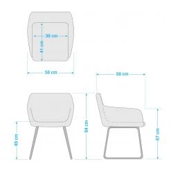 Mørteens Chaise à accoudoirs Nicholas IV - Tissu / Métal - Granit / gris-brun antique -Meubles de salle à manger Soldes Magasin 1000112681 201013 14333600052 SKETCH DETAILS P000000001000112681 sketch