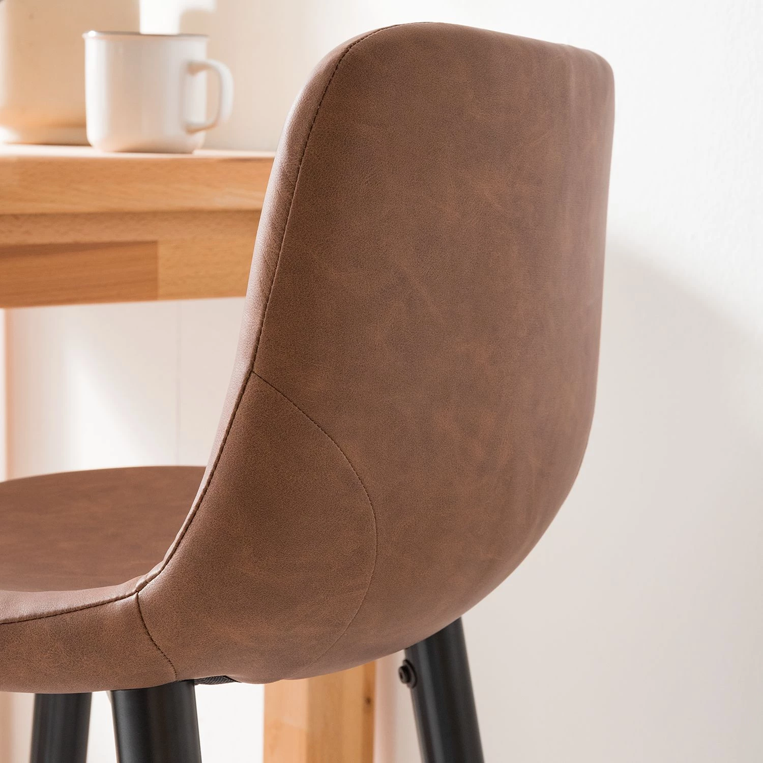 Ars manufacti Chaises de bar Pohang (lot de 2) - Imitation cuir / Métal - Marron / noir 7 Ars manufacti Chaises de bar Pohang (lot de 2) - Imitation cuir / Métal - Marron / noir – Image 7