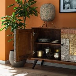 Wolf-Möbel Buffet Orient - Acacia massif / Métal - Multicolore -Meubles de salle à manger Soldes Magasin 1000114122 200630 10585200013 DETAILS P000000001000114122