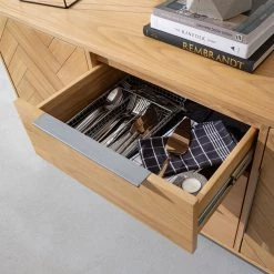 Ars manufacti Buffet Dharai - Placage en bois véritable / Métal - Chêne / Argenté -Meubles de salle à manger Soldes Magasin 1000117155 180827 07154703 GALLERYIMAGES P000000001000117155