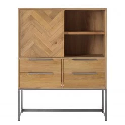 Ars manufacti Commode haute Dharai - Placage en bois véritable / Métal - Chêne / Argenté -Meubles de salle à manger Soldes Magasin 1000117156 180802 08243703 GALLERYIMAGES P000000001000117156