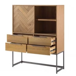 Ars manufacti Commode haute Dharai - Placage en bois véritable / Métal - Chêne / Argenté -Meubles de salle à manger Soldes Magasin 1000117156 180802 08243705 GALLERYIMAGES P000000001000117156