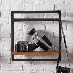 Ars manufacti Étagère murale Manchester - Acacia massif / Métal - Acacia / Anthracite - 40 x 40 cm -Meubles de salle à manger Soldes Magasin 1000117157 180820 08335802 MOOD GALLERYIMAGES P000000001000117157 mood