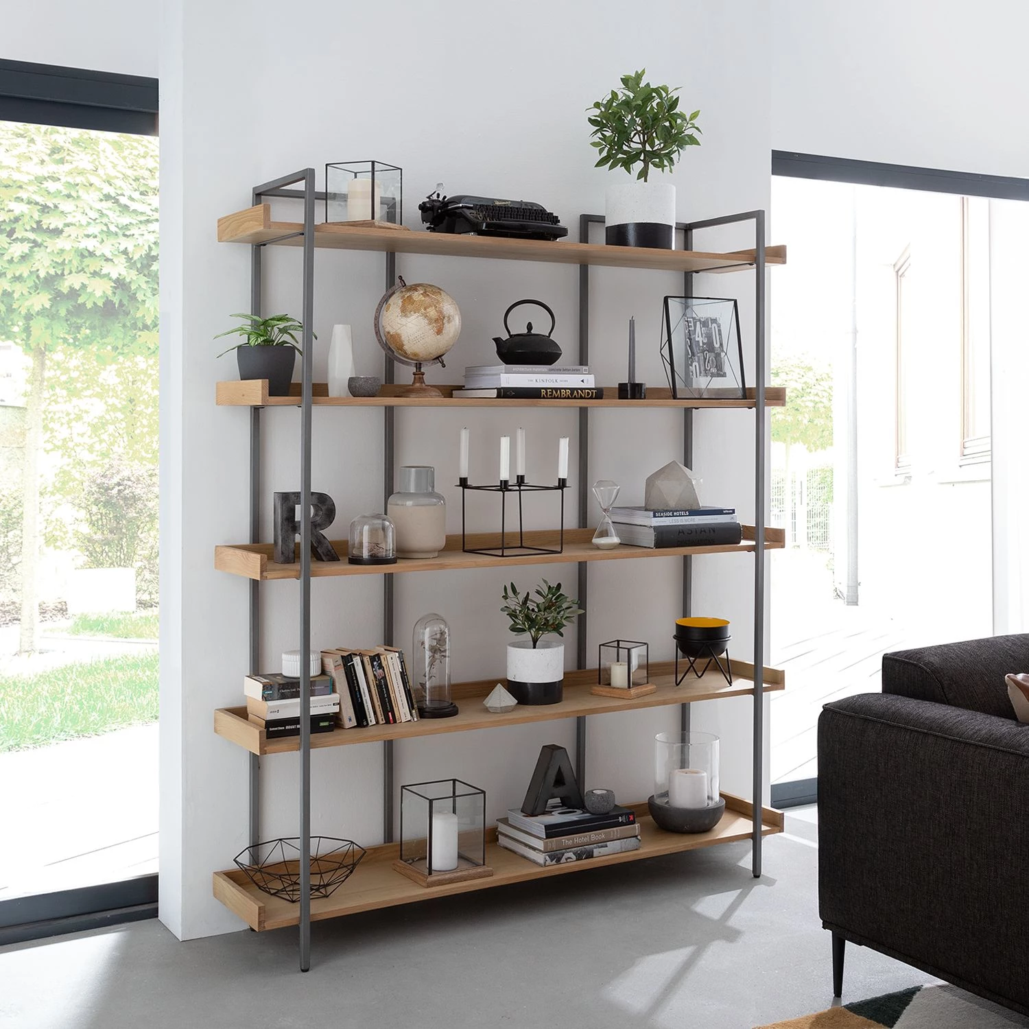 Ars manufacti Bibliothèque Dharai II - Placage en bois véritable / Métal - Chêne / Argenté 2 Ars manufacti Bibliothèque Dharai II - Placage en bois véritable / Métal - Chêne / Argenté – Image 2