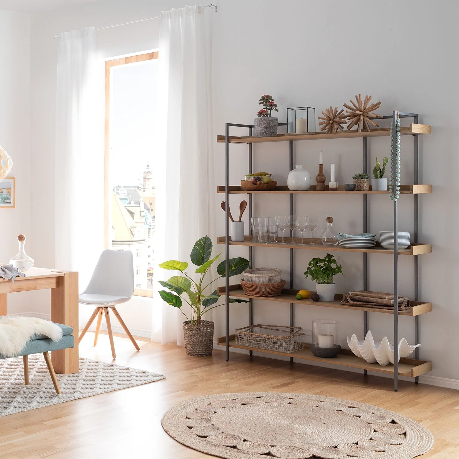 Ars manufacti Bibliothèque Dharai II - Placage en bois véritable / Métal - Chêne / Argenté 3 Ars manufacti Bibliothèque Dharai II - Placage en bois véritable / Métal - Chêne / Argenté – Image 3