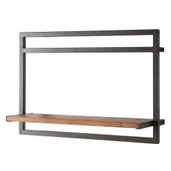 Ars manufacti Étagère murale Manchester - Acacia massif / Métal - Acacia / Anthracite - 58 x 40 cm