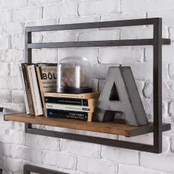 Ars manufacti Étagère murale Manchester - Acacia massif / Métal - Acacia / Anthracite - 58 x 40 cm -Meubles de salle à manger Soldes Magasin 1000117171 180820 08335806 MOOD GALLERYIMAGES P000000001000117171 mood