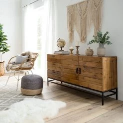 Ars manufacti Buffet Grasby - Pin recyclé / Métal - Pin foncé / Noir -Meubles de salle à manger Soldes Magasin 1000117185 180911 09581011 MOOD GALLERYIMAGES P000000001000117185 mood