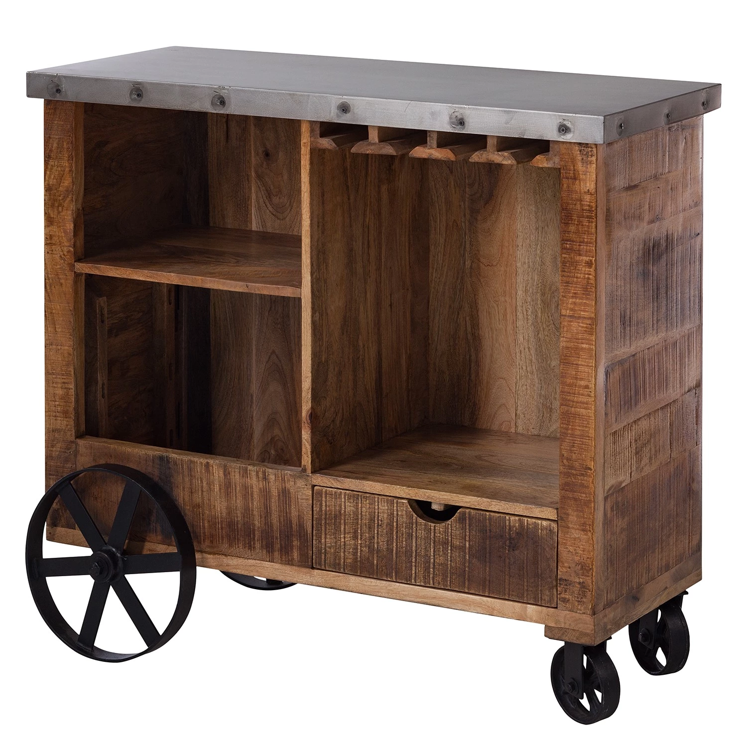 Ars manufacti Bar Kandar - Manguier massif / Métal - Manguier / Argenté 1 Ars manufacti Bar Kandar - Manguier massif / Métal - Manguier / Argenté