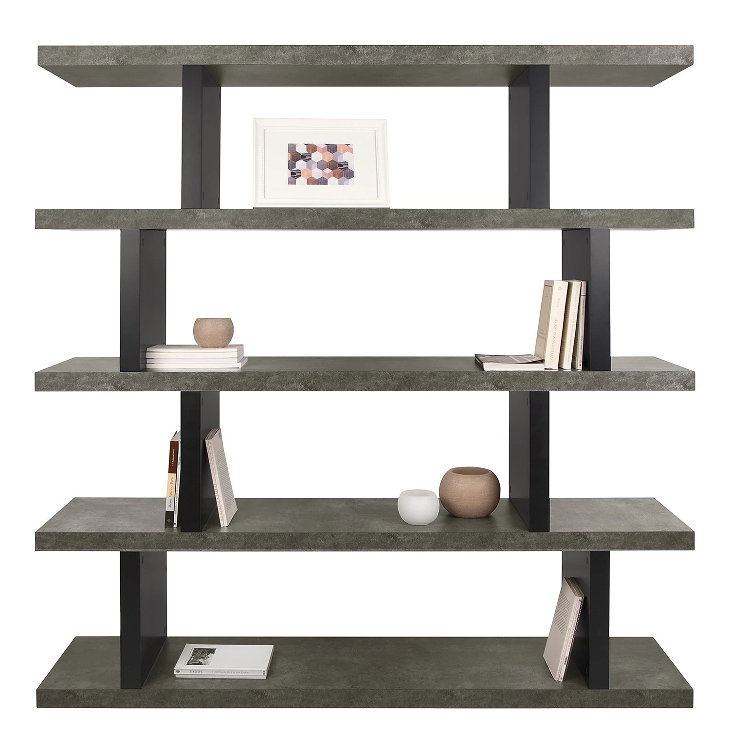 Temahome Étagère Detroit - Imitation béton / Noir mat - Hauteur : 172 cm 5 Temahome Étagère Detroit - Imitation béton / Noir mat - Hauteur : 172 cm – Image 5