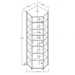Fredriks Vitrine d'angle Amalia II - Éclairage inclus - Imitation frêne foncé - Imitation hêtre -Meubles de salle à manger Soldes Magasin 1000123170 190118 15190000006 GALLERYIMAGES P000000001000123170