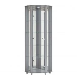 Fredriks Vitrine d'angle Amalia I - Éclairage inclus - Imitation hêtre - Argenté