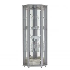 Fredriks Vitrine d'angle Amalia I - Éclairage inclus - Imitation hêtre - Argenté -Meubles de salle à manger Soldes Magasin 1000123257 190828 17044300050 DETAILS P000000001000123257
