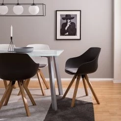 Mørteens Chaises à accoudoirs Skelde I - Matière plastique / Hévéa massif - Noir - Lot de 2 -Meubles de salle à manger Soldes Magasin 1000123392 201126 16390500008 MOOD DETAILS P000000001000123392 mood