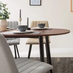 Mørteens Table Gjora II - Partiellement en hévéa massif - Imitation noyer -Meubles de salle à manger Soldes Magasin 1000123457 200325 14502800012 DETAILS P000000001000123457