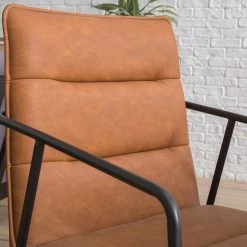 Ars manufacti Chaises à accoudoirs Bex - Imitation cuir / Métal - Marron / Noir -Meubles de salle à manger Soldes Magasin 1000123758 190329 07150000015 GALLERYIMAGES P000000001000123758