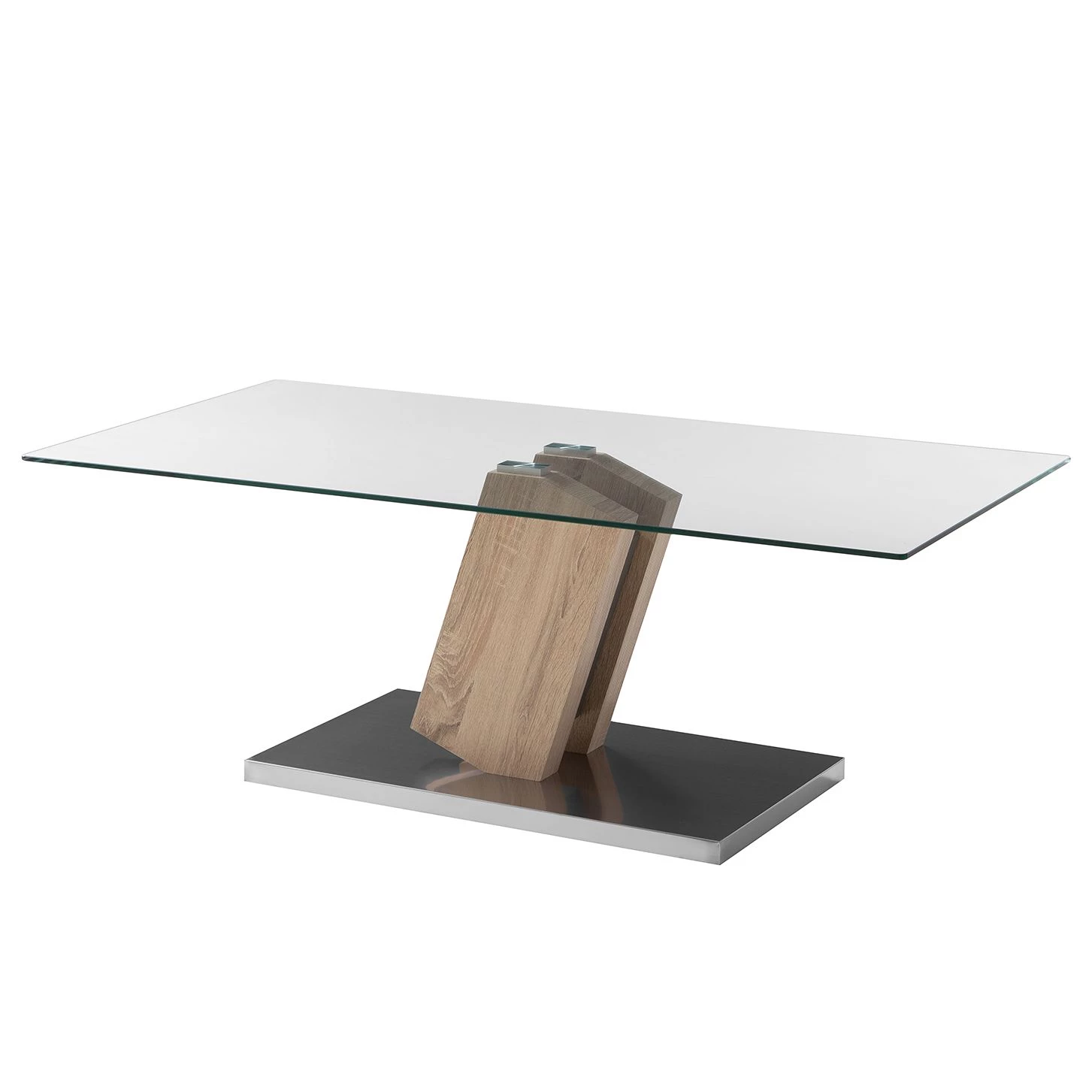 Fredriks Table basse Bleik - Verre de sécurité / Acier inoxydable - Imitation chêne / Argenté 1 Fredriks Table basse Bleik - Verre de sécurité / Acier inoxydable - Imitation chêne / Argenté