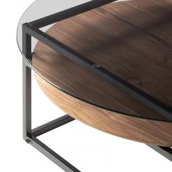 Studio Copenhagen Table basse Sumstad - Verre fumé / Métal - Noyer / Noir -Meubles de salle à manger Soldes Magasin 1000123773 190206 17223100034 GALLERYIMAGES P000000001000123773