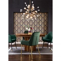 Jack & Alice Chaise avec accoudoirs Leezy G - Chêne massif / Velours - Vert / Noir -Meubles de salle à manger Soldes Magasin 1000123847 190212 16361000026 MOOD GALLERYIMAGES P000000001000123847 mood