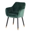 Jack & Alice Chaise avec accoudoirs Leezy G - Chêne massif / Velours - Vert / Noir