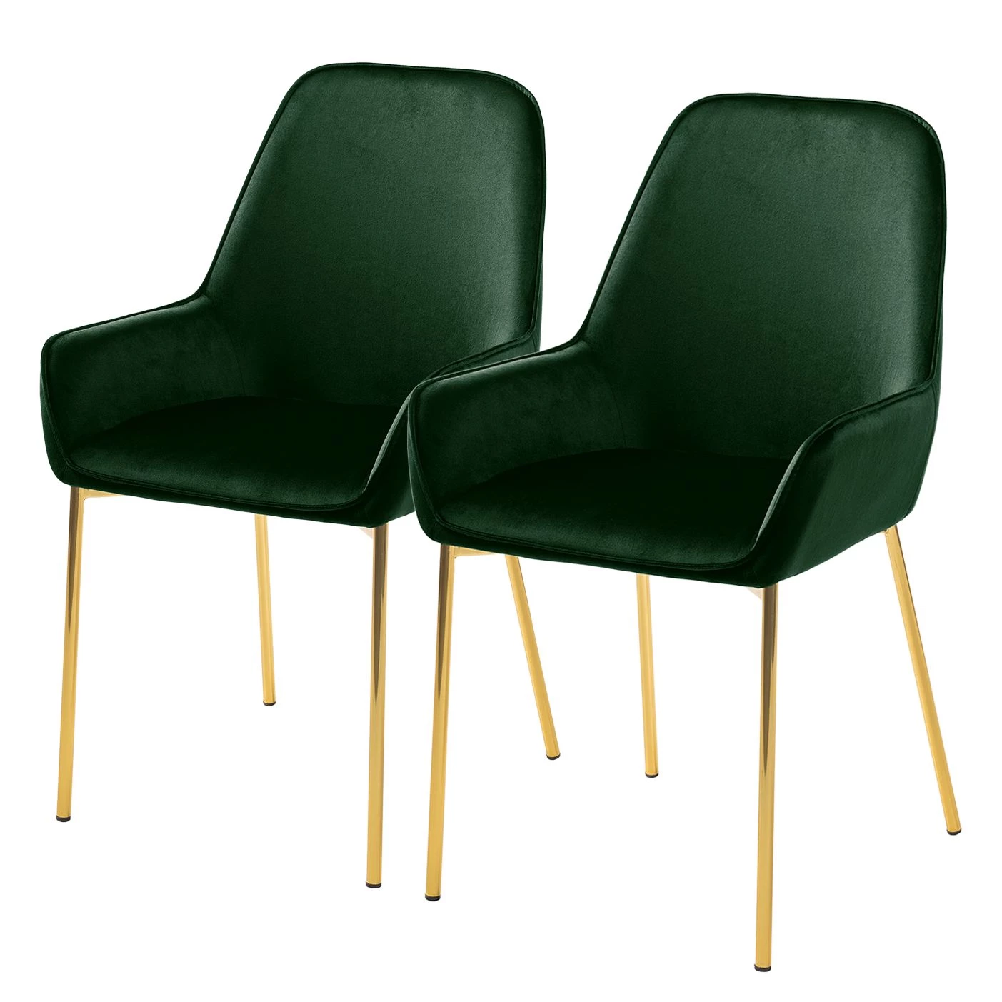 Jack & Alice Chaises capitonnées Evy (lot de 2) - Velours / Métal - Doré - Velours Sua: Vert foncé 1 Jack & Alice Chaises capitonnées Evy (lot de 2) - Velours / Métal - Doré - Velours Sua: Vert foncé