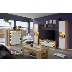 Trendteam Buffet haut Rock - Blanc brillant / Imitation chêne de Wotan -Meubles de salle à manger Soldes Magasin 1000128163 180905 10043848 MOOD GALLERYIMAGES P000000001000128163 mood