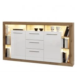 Trendteam Buffet Rock I - Blanc brillant / Imitation chêne de Wotan