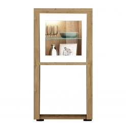 Fredriks Vitrine Bunnell II - Blanc brillant / Imitation chêne