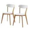 Norrwood Chaises Areia (lot de 2) - Partiellement en chêne massif - Blanc / Chêne