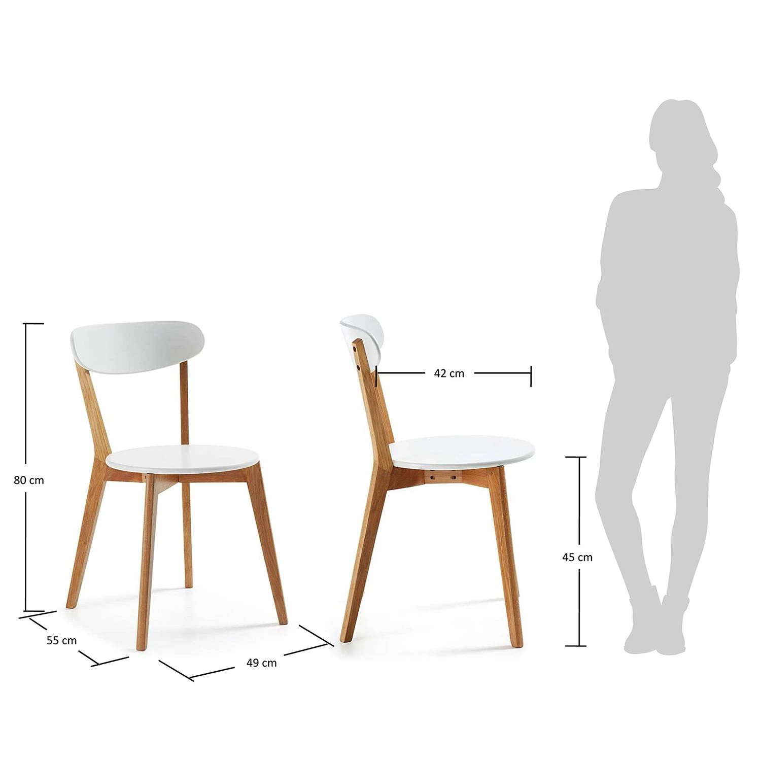 Norrwood Chaises Areia (lot de 2) - Partiellement en chêne massif - Blanc / Chêne 6 Norrwood Chaises Areia (lot de 2) - Partiellement en chêne massif - Blanc / Chêne – Image 6