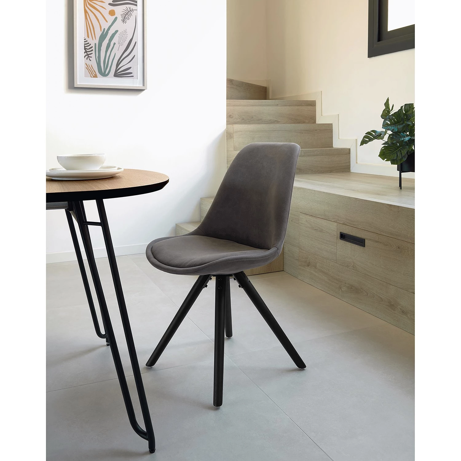 Norrwood Chaises capitonnées Ralf ll (lot de 4) - Graphite 2 Norrwood Chaises capitonnées Ralf ll (lot de 4) - Graphite – Image 2
