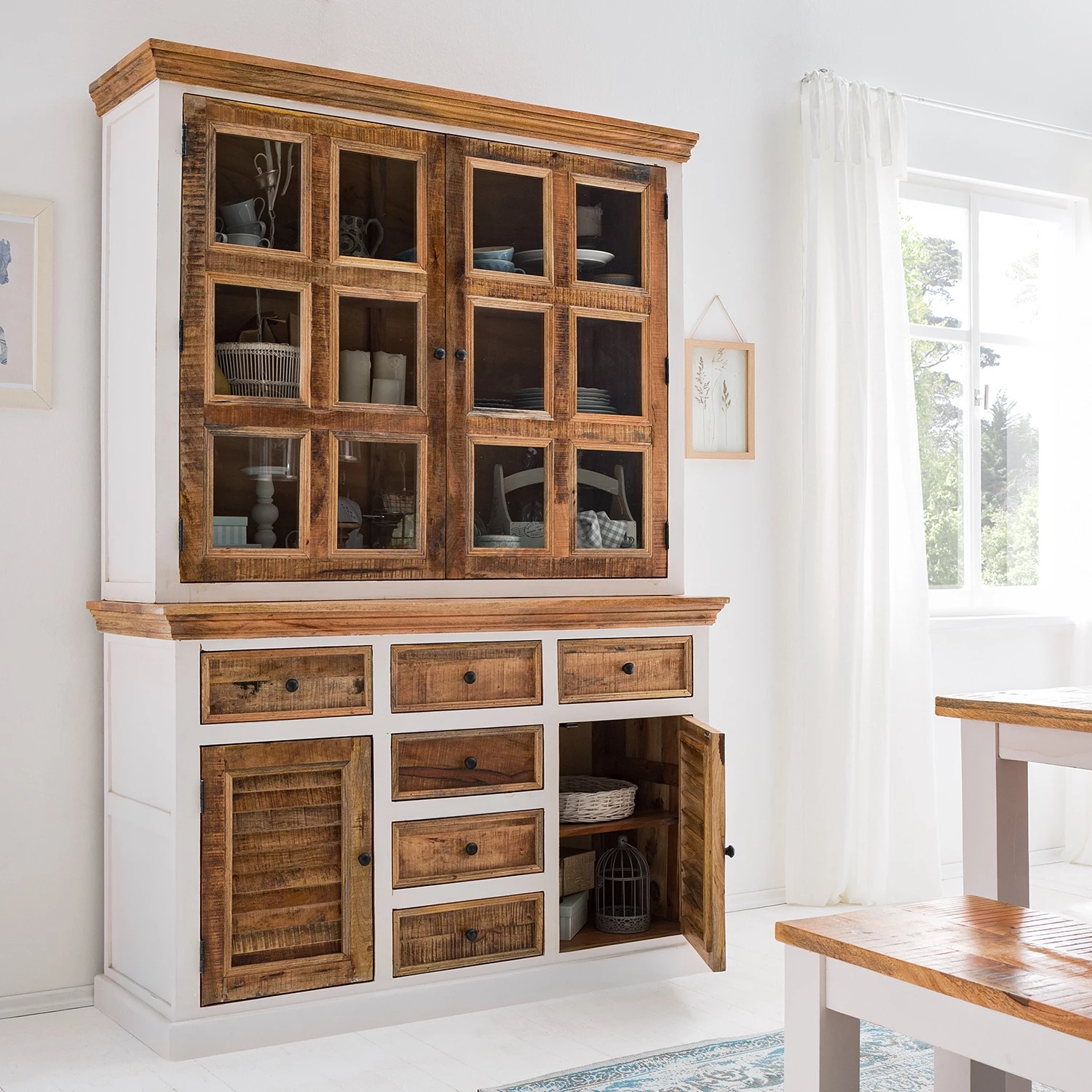 Maison Belfort Buffet Newhaven - Partiellement en manguier massif - Manguier / Blanc 3 Maison Belfort Buffet Newhaven - Partiellement en manguier massif - Manguier / Blanc – Image 3