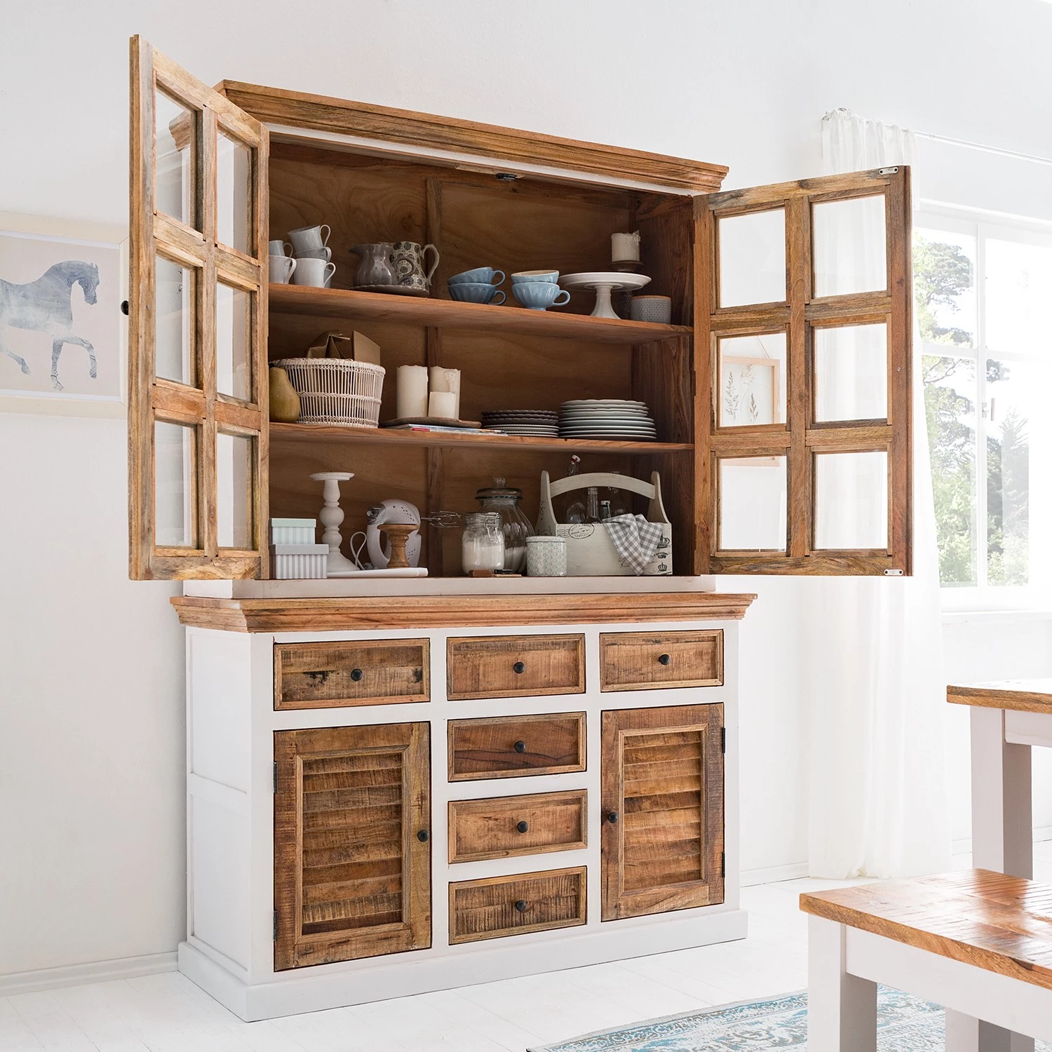 Maison Belfort Buffet Newhaven - Partiellement en manguier massif - Manguier / Blanc 4 Maison Belfort Buffet Newhaven - Partiellement en manguier massif - Manguier / Blanc – Image 4